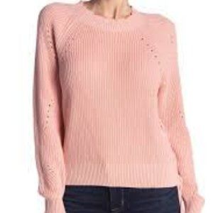 Joie Adanya Kiss Lace Side Scallop-Neck Sweater